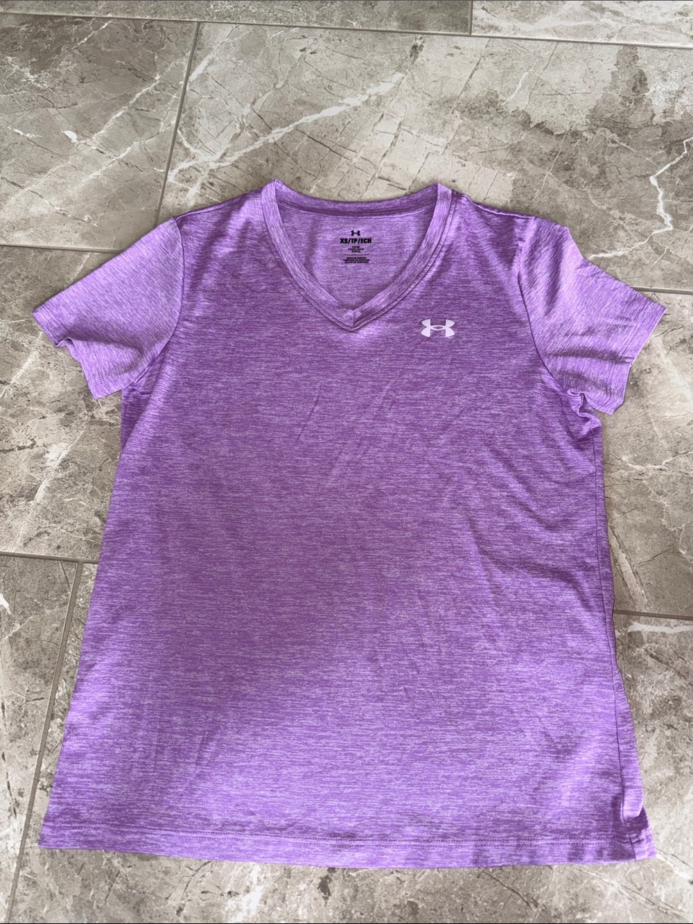 Under Armour Heathered Purple V-Neck Short Sleeve Active Tee